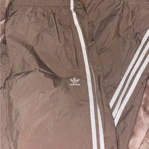 Adidas Taupe Joggers with White Accents